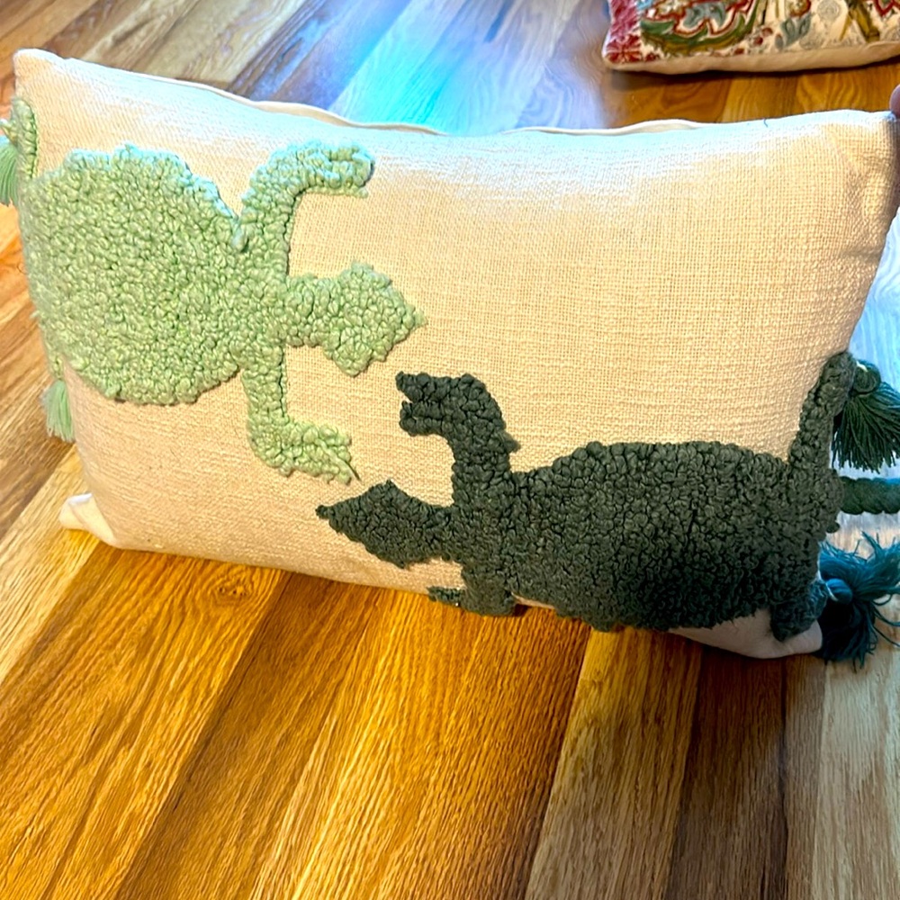 Two Lizard Punch Needle Lumbar Throw Pillow Turquoise  20”x14” - Opalhouse